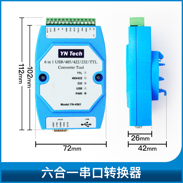 YN45六61合一串口模块CP2102 USB/485/422/232/TTL互转串口COM - 图2