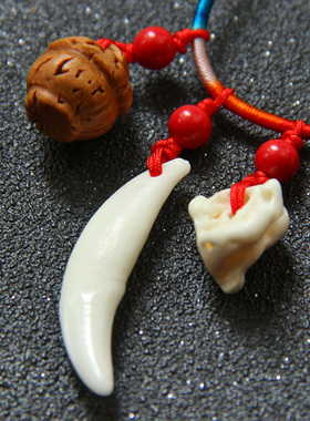 宝宝婴儿童小孩红绳项链吊坠狗牙桃胡篮子压惊随身挂件护身符挂脖