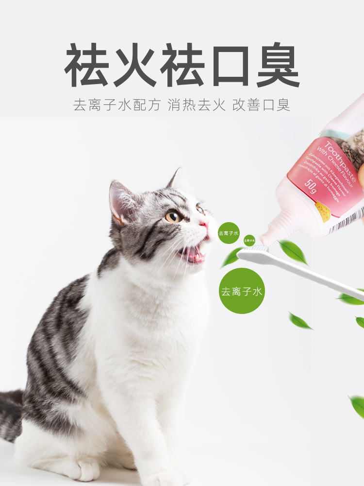 可食用猫牙刷牙膏套装牙齿清洁用品除口臭猫咪专用宠物刷牙神器小 - 图2