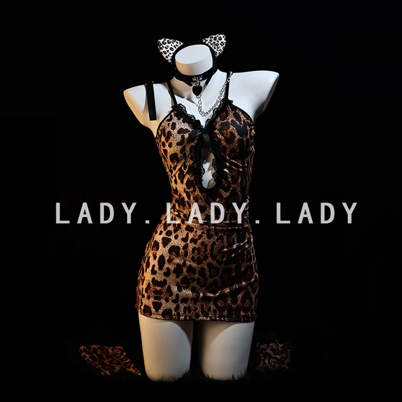 Lady性感睡衣小胸战袍豹纹服装睡裙制服纯欲诱惑装趣情qqny内衣女 - 图3