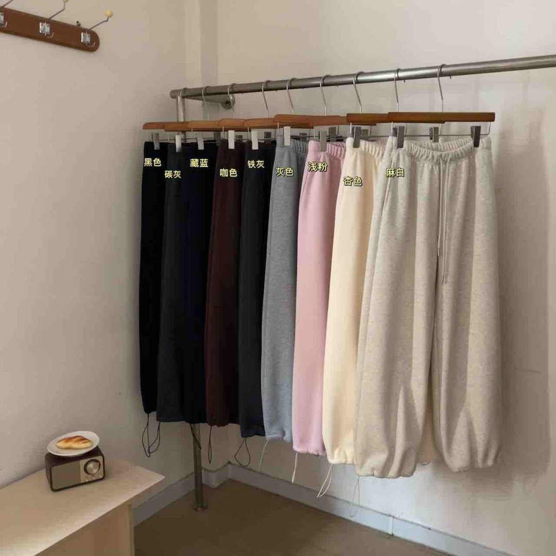 韩系25年冬韩版女生抽绳二穿加绒卫裤女士休闲裤直筒运动束脚裤子,淘宝优惠券,粉丝福利购,淘宝优惠卷