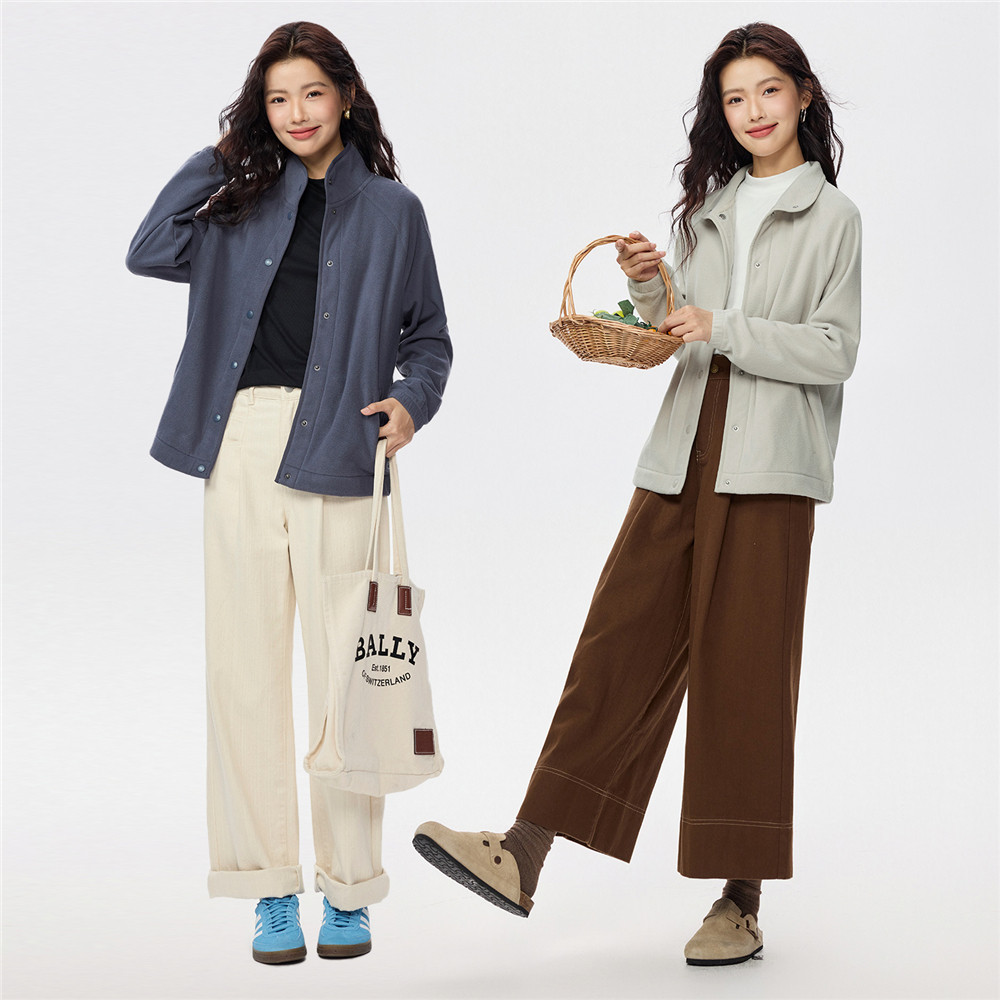 佐丹奴摇粒绒外套女秋冬新款翻领立领两穿插肩休闲夹克女05375882,淘宝优惠券,粉丝福利购,淘宝优惠卷