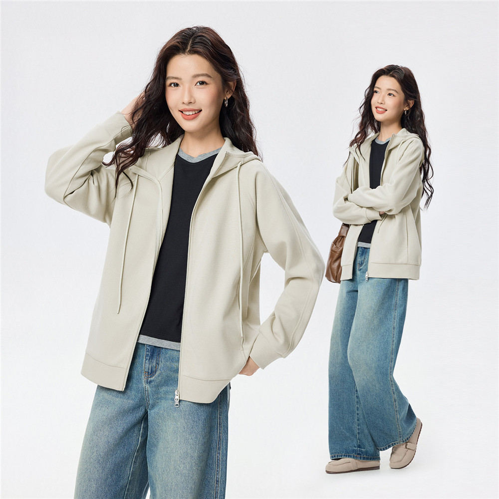 佐丹奴休闲外套女装春季新款双面布双头拉链宽松连帽卫衣05375855,淘宝优惠券,粉丝福利购,淘宝优惠卷