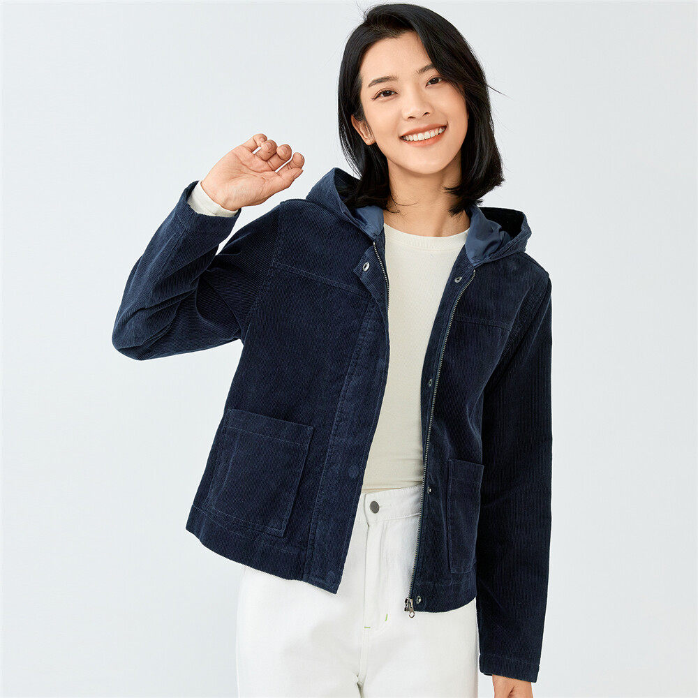 佐丹奴女小个子休闲灯芯绒短外套 佐丹奴短外套