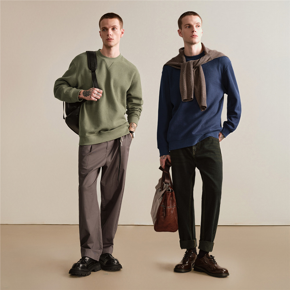 设计师款佐丹奴落肩袖宽松卫衣男新款肌理感圆领套头上衣18025808,淘宝优惠券,粉丝福利购,淘宝优惠卷