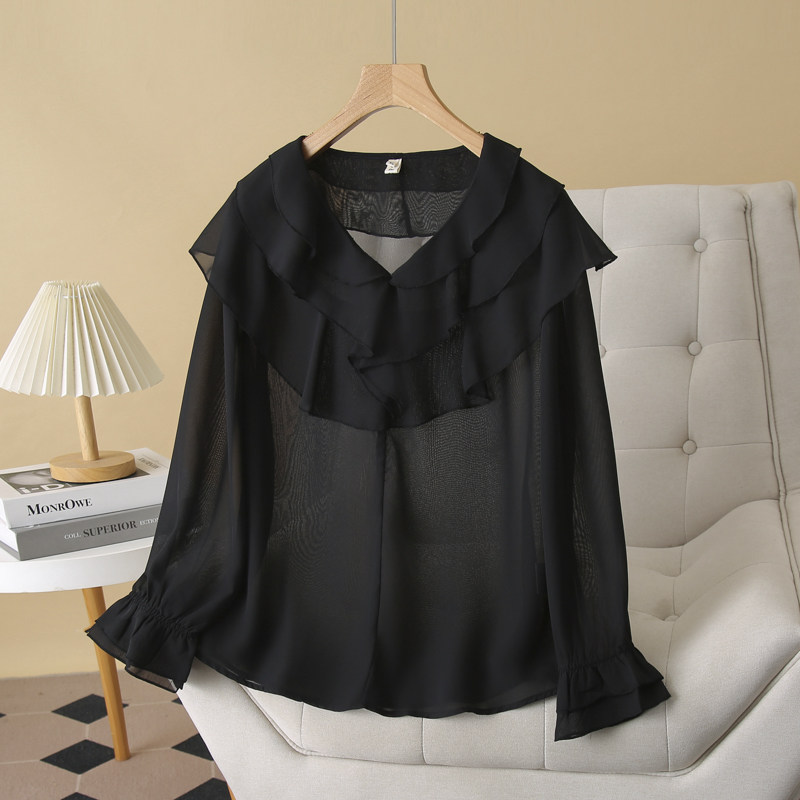 新款胖mmV领碎花长袖防晒衬衫上衣加肥加大码妈妈装雪纺印花小衫,淘宝优惠券,粉丝福利购,淘宝优惠卷