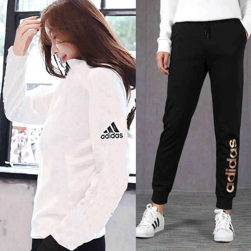 Adidas Sports Set Women's 2020 Summer New Fitness Wear Hooded Coat Jacket Long Pants Casual Wear