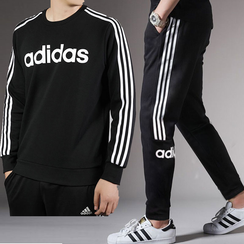 Adidas Set Men's 2020 Spring New Windproof Sweater Pullover Sweatshirt Sweatshirt Small Foot Pants