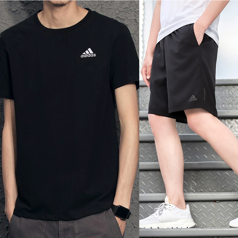 Adidas Set Men's 2020 Summer New Loose fitting Sweatwear Half Sleeve Casual Shorts Capris