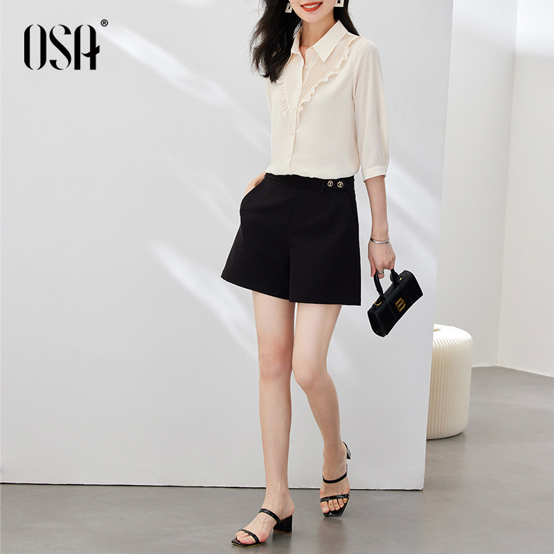 osa欧莎七分袖雪纺夏季2022年衬衫 osa卿衣落衬衫