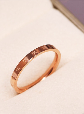 韩版优雅时尚风钛钢镀金花纹戒指