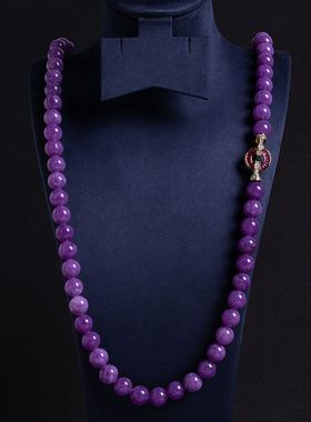 跨境新中式国风复古中古紫色串珠项链气质百搭宴会礼服配饰女项链