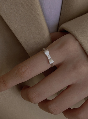 磨砂可调节蝴蝶结戒指女夏2024年新潮简约时尚感指环小众设计手饰