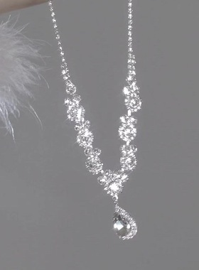 轻奢仙女风锆石项链女 满钻高级感百搭颈链饰品婚礼新娘晚宴爆款