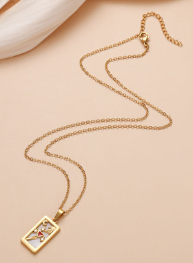 欧美风复古神秘元素浮雕项链女个性嘻哈风滴油爱心锁骨链长款链条