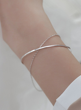 几何链条手镯女手饰品渐冻人网红双层闺蜜手链小众设计冷淡风学生