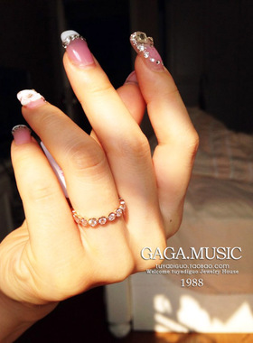 韩国镀金瑞士锆石复古水晶戒指