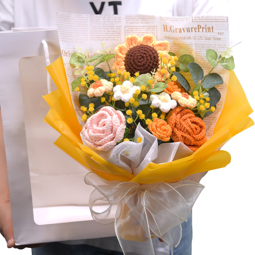 手工毛线针织编织永生花束成品闺蜜圣诞节结婚伴手礼生日毕业礼物,淘宝优惠券,粉丝福利购,淘宝优惠卷