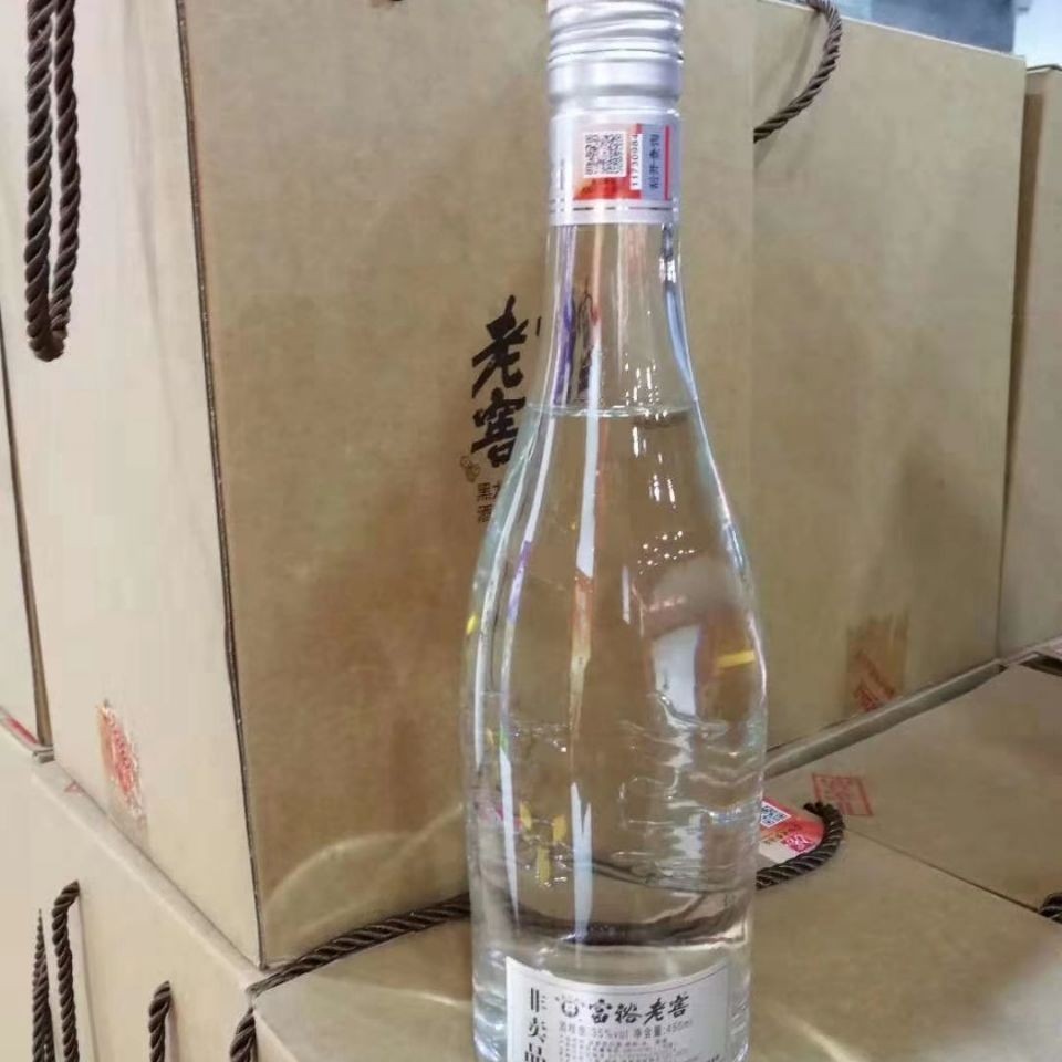 桂花白酒 富裕老窖光瓶35度白酒光腚白酒浓香型白酒450ml*4瓶一箱 - 图1