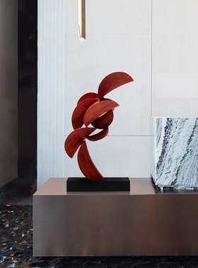 酒店样板间抽象雕塑摆件售楼处艺术品别墅客厅玄关木雕装饰品摆设