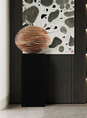 酒店大堂软装手工木雕圆球落地摆件售楼处会所艺术装置室内装饰品