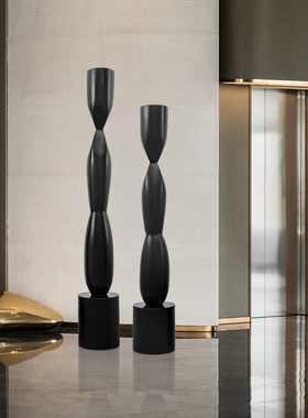 酒店大堂过道玄关落地摆件门店橱窗木雕装饰品楼梯角雕塑艺术装置