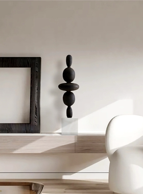 北欧极简抽象木雕装饰摆件客厅玄关家居饰品酒店样板间雕塑艺术品