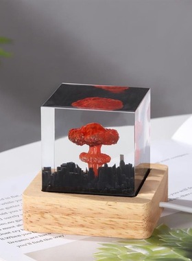 广岛之恋ins奥本海默原子弹爆炸灯水晶胶树脂礼品摆件装饰创意