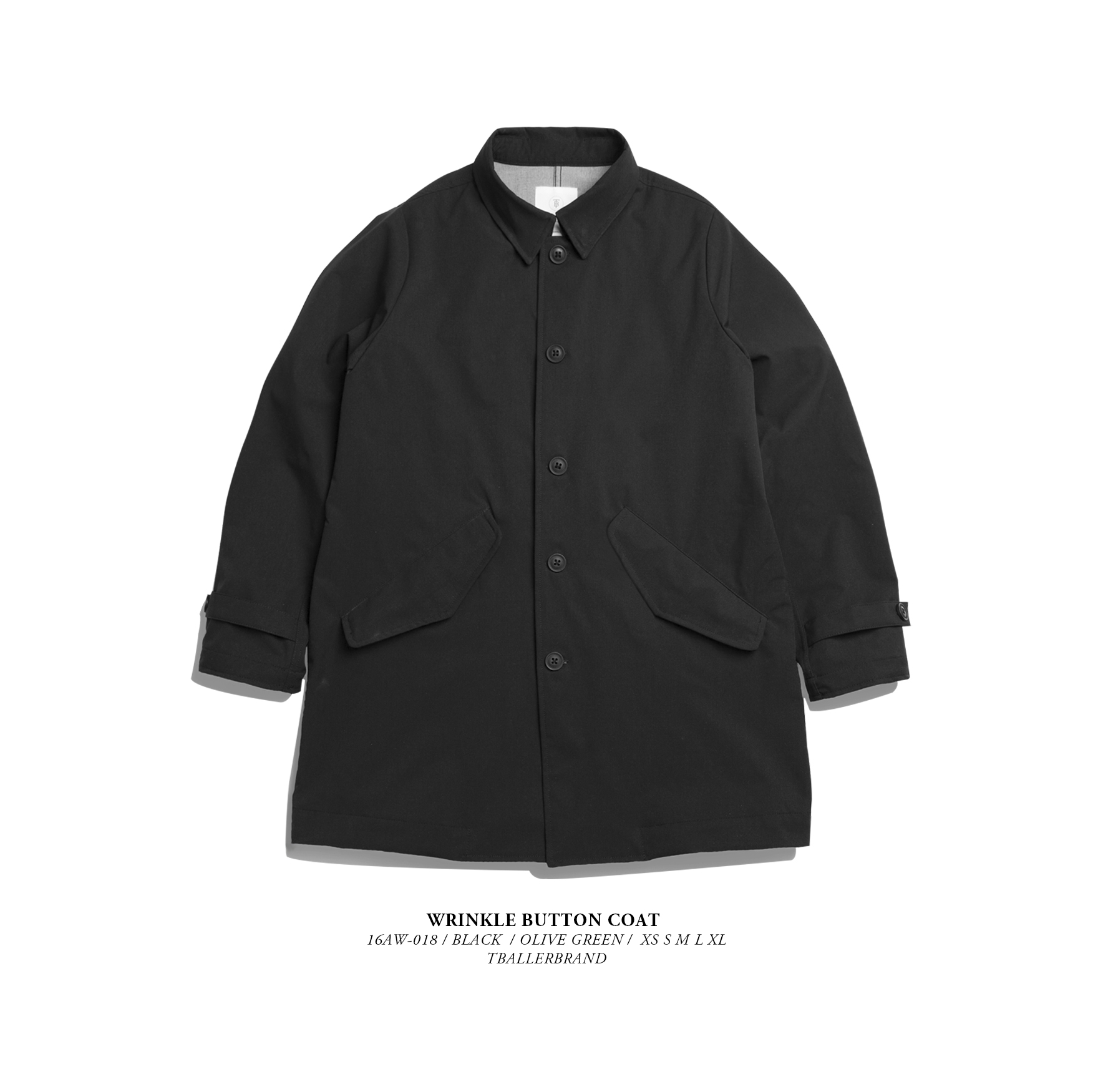 两色入 抗皱平纹中长款风衣 COAT BUTTON WRINKLE 16AW TBALLER 两色入 抗皱平纹中长款风衣 COAT BUTTON WRINKLE 16AW TBALLER