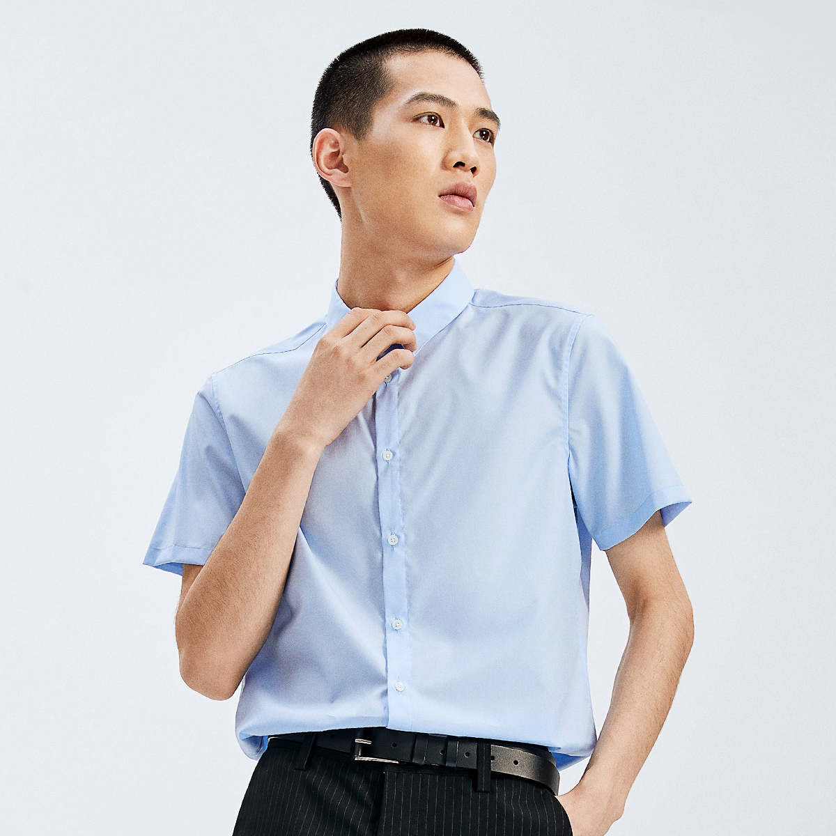 马克华菲官方旗舰店马克华菲短袖衬衫男夏季新款潮休闲纯色上衣半袖衬衣潮男款1