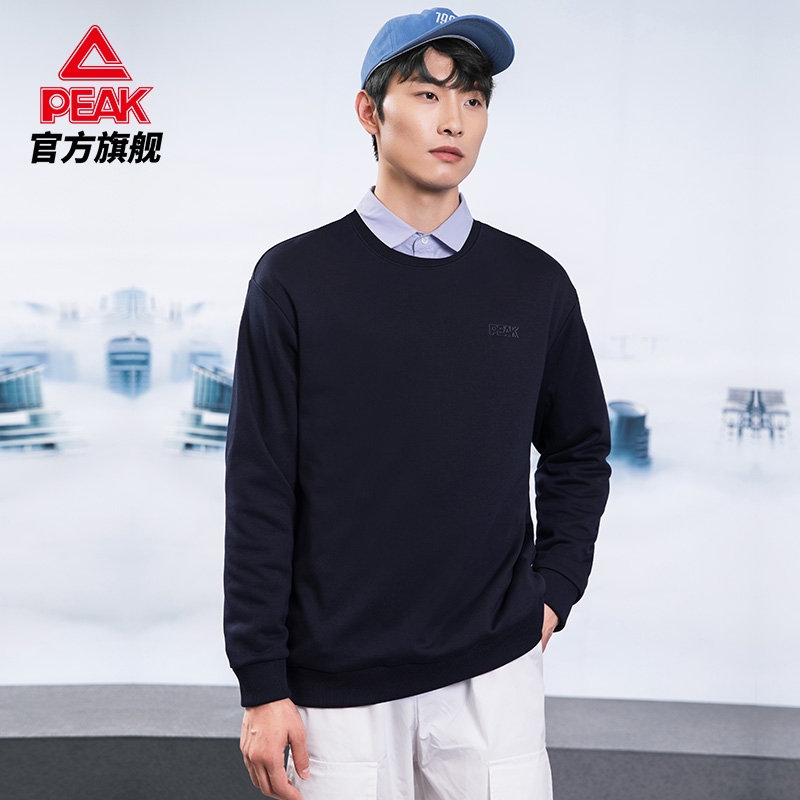 匹克官方旗舰店匹克圆领加绒卫衣男女2022春季保暖上衣长袖情侣套头衫运动服2