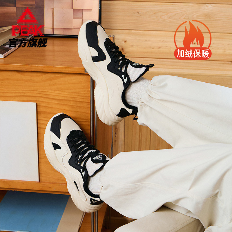 匹克小胖鞋棉鞋男女鞋秋秋新款加绒保暖厚底增高复古休闲运动鞋