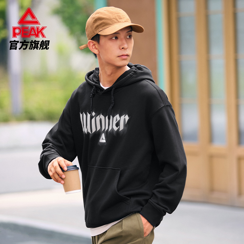 匹克篮球文化系列连帽加绒卫衣锁温科技春新品套头衫上衣保暖男