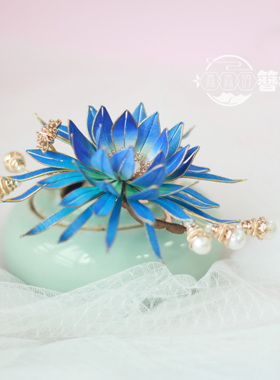 蚕丝非遗缠花莲花昙花发饰发簪