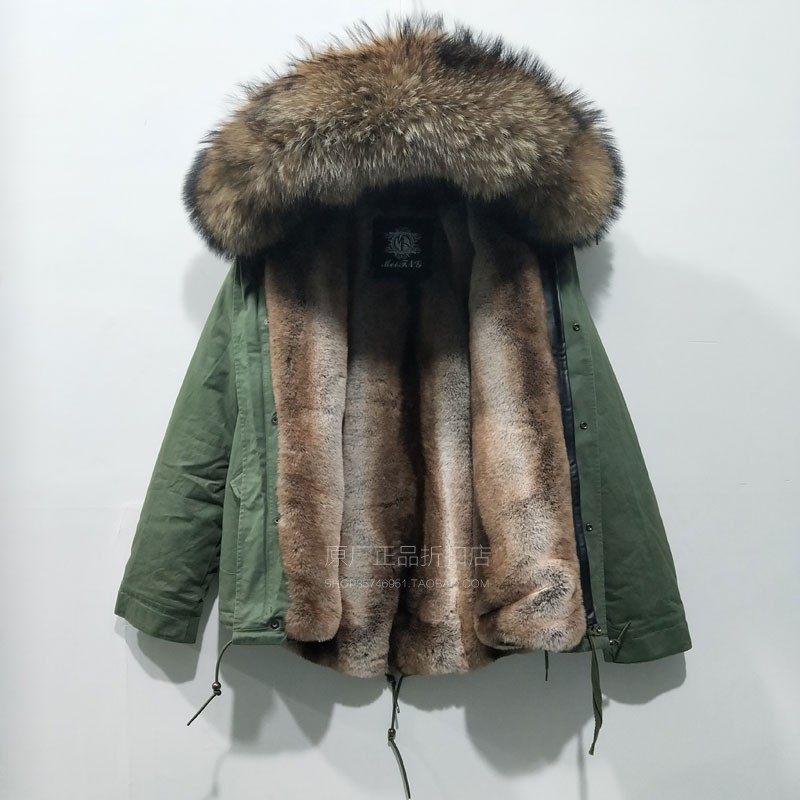 INS潮牌男士派克王短款大码棉服加绒大毛领可拆派克服军绿尼克服,淘宝优惠券,粉丝福利购,淘宝优惠卷