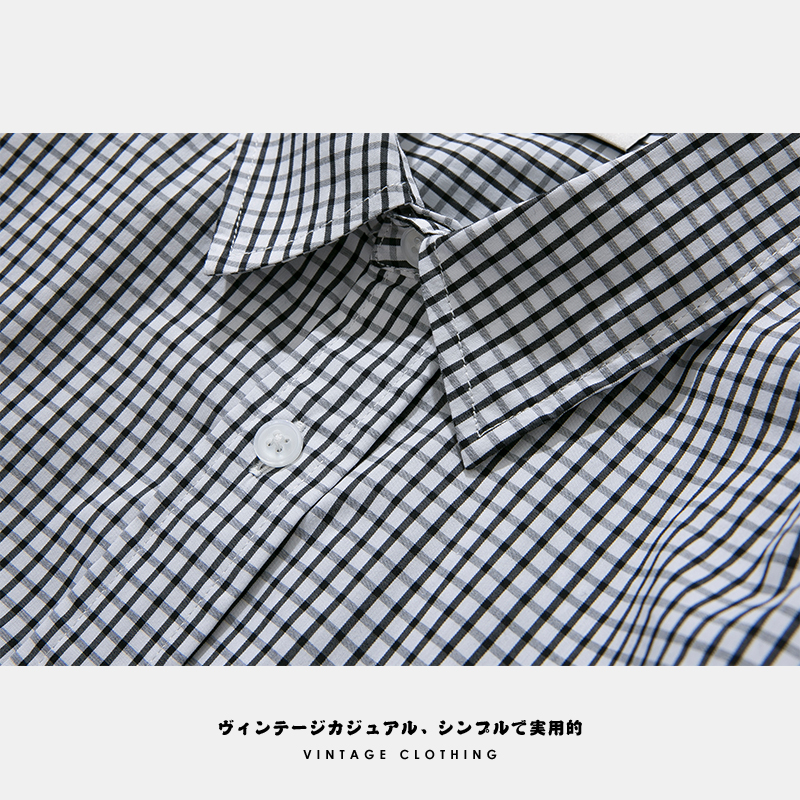 ANG2 BOUTIQUE/经典耐看百搭 日系男式千鸟格小格子宽松休闲衬衫 - 图1