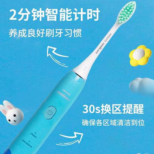 飞利浦儿童电动牙刷HX2446软毛全自动3-6-10-12岁宝宝防蛀牙2432 - 图1