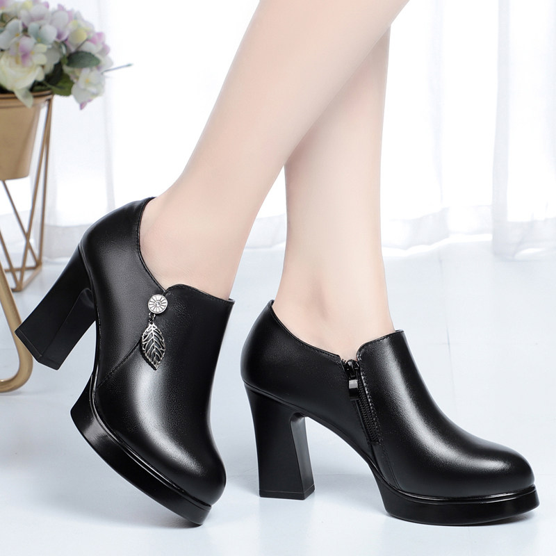 旗袍走秀鞋女高跟鞋不累脚中年女士皮鞋妈妈深口厚底单鞋真皮女鞋,淘宝优惠券,粉丝福利购,淘宝优惠卷