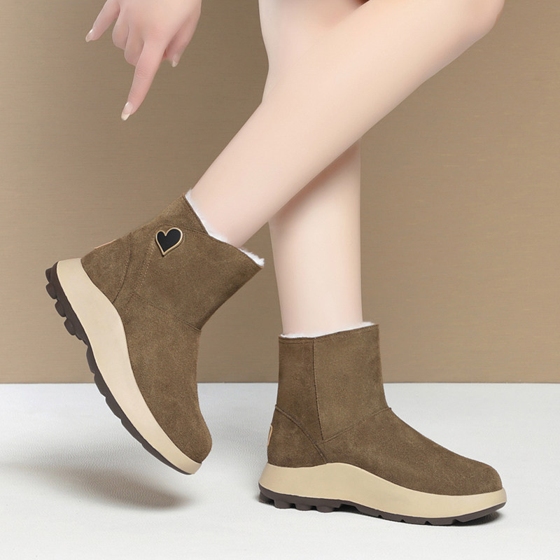 东北妈妈雪地靴女加厚羊毛大棉鞋磨砂面真皮鞋防滑平底短筒女鞋冬,淘宝优惠券,粉丝福利购,淘宝优惠卷