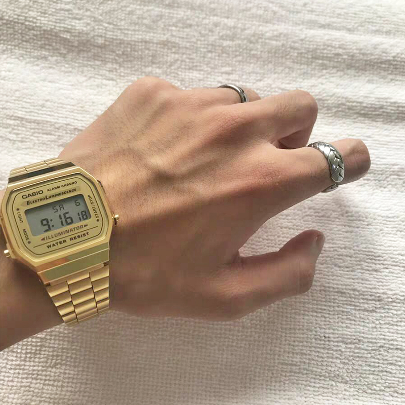 retro gold casio watch men's