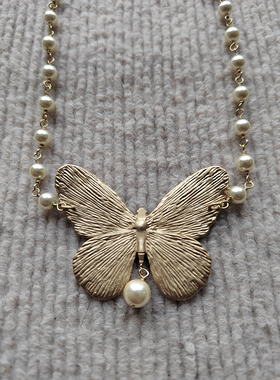优雅高定蝴蝶珍珠项链锁骨链