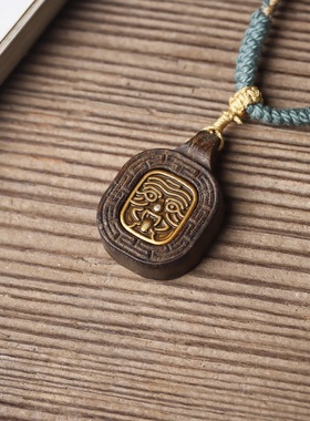 沉香木雕扎基拉姆项链吊坠女财神车挂件佛牌手机饰品diy配件配饰