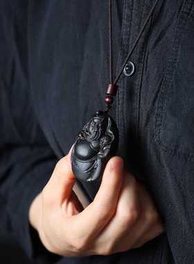 沉香木随形关公项链吊坠车挂饰男士雕刻工艺品手把件关羽佛牌脖挂