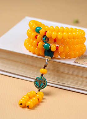 梨花颂黄财米米108颗菩提子原创手工手串手持百搭脖挂斜跨手链子