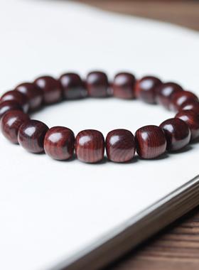 缅甸紫油梨手串黄花梨佛珠紫花梨念珠男女手链直切老型桶珠绕指柔