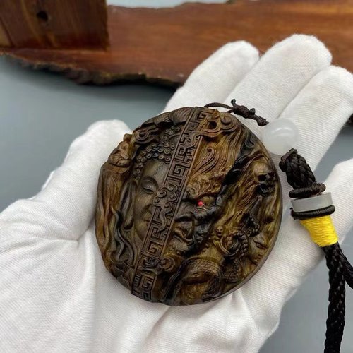 沉香木手工雕刻佛魔一念之间手玩把件木雕善恶平安吊坠工艺品挂件 - 图1