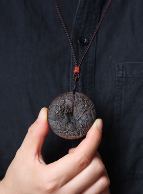 包包挂件饰品祥龙平安扣沉香木