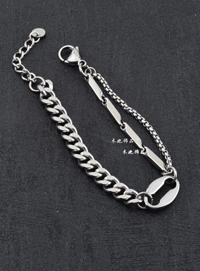 潮酷男士金属拼接手链女生手链