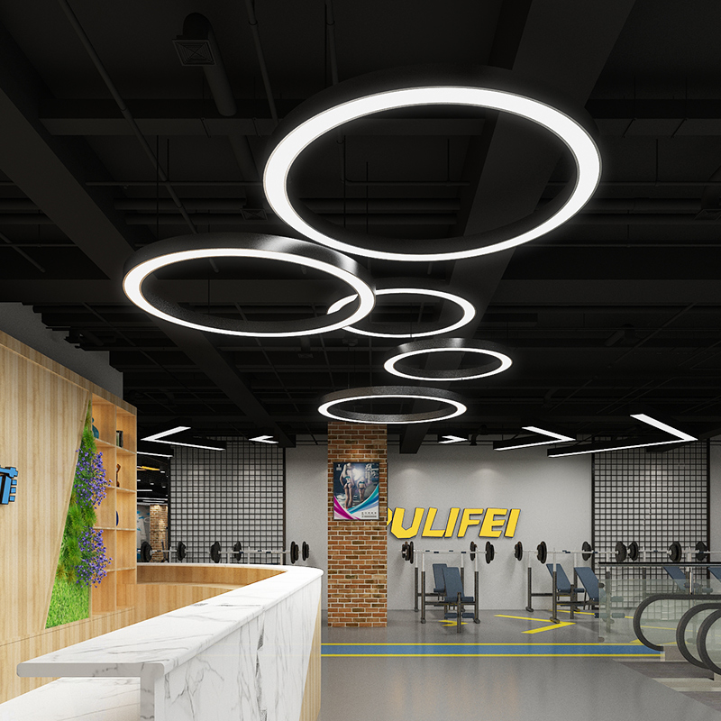 LED圆形圆环吊灯办公室健身房店铺大厅工业风造型灯圆圈环形灯具 - 图0