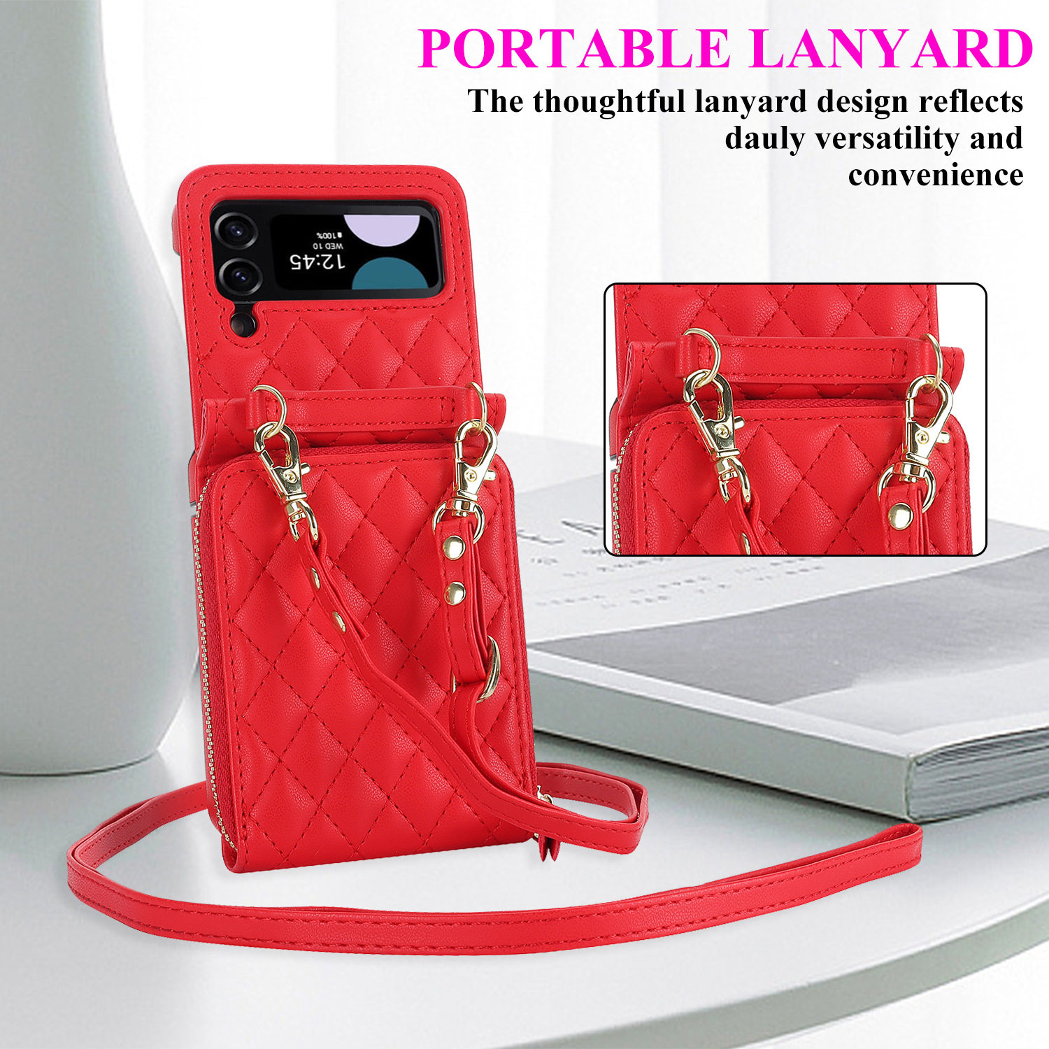 适用Z Flip7斜挎折叠风琴手机壳 三星Flip4小香风钱包保护皮套,淘宝优惠券,粉丝福利购,淘宝优惠卷